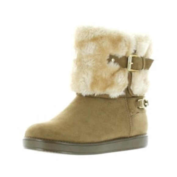 GBG LOS ANGELES Women's Buckle Cushioned Round Toe Faux Fur Boots Size 6 - Picture 1 of 3